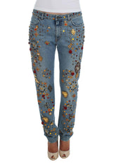 Dolce & Gabbana Crystal Roses Heart Embellished Jeans -   -  Dolce & Gabbana.